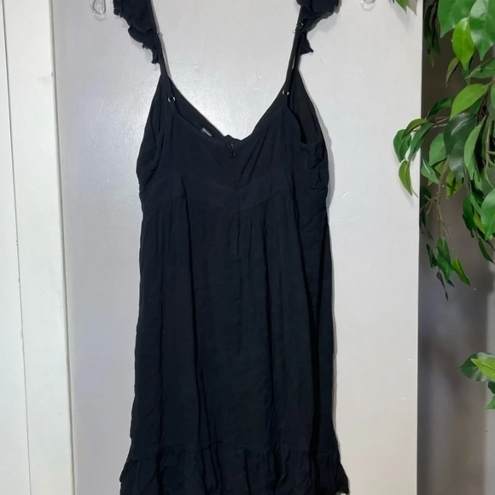 Forever 21 Medium Mini Dress Womens Black Ruffle Strap Tie Front‎ Sundress